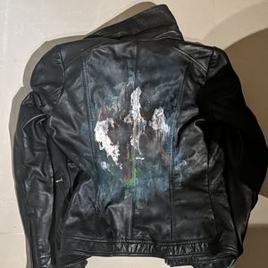 Danier distressed painted leather jacket